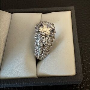 Bella Luce(R) dillenium cut diamond simulant rhodium over sterling silver. Sz 7.